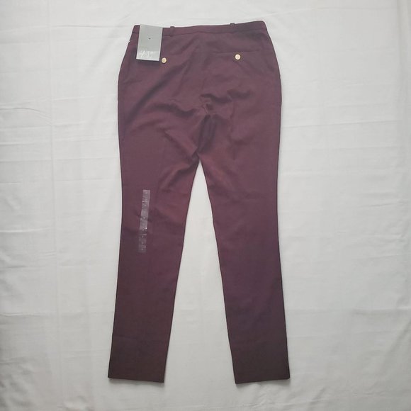 H&M Women’s Tonal Floral Print Burgundy Trouser Slim Leg Pants Size 8 NWT - Picture 5 of 15